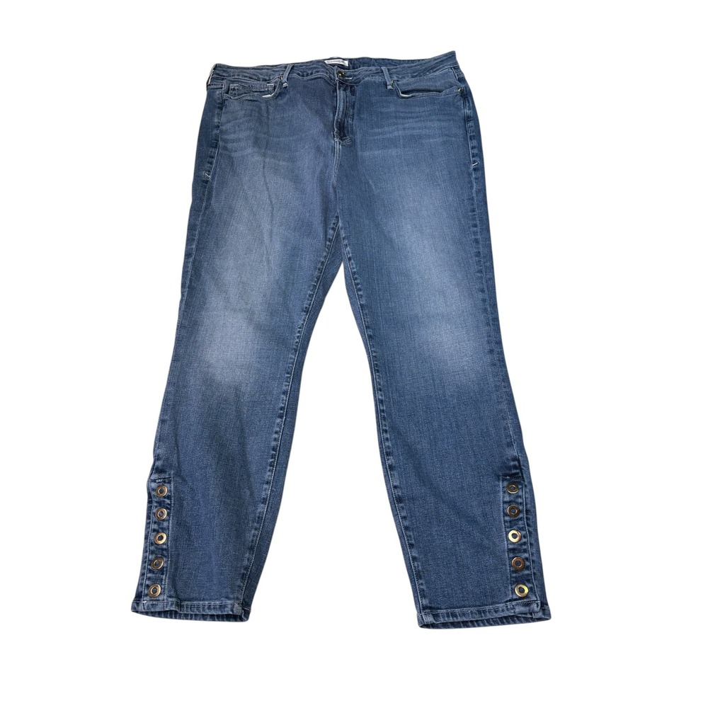 Good American Good Legs Skinny Jeans Blue Grommet Ankle GLCSN103C W38 L26